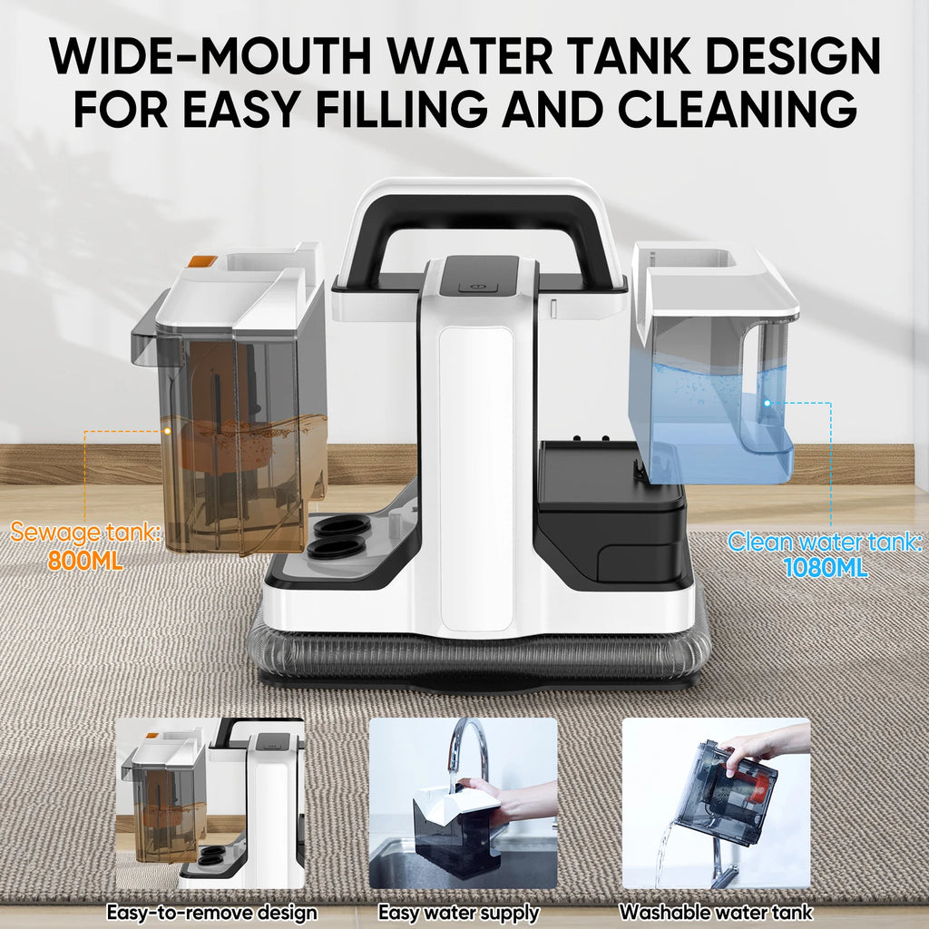 Portable Carpet Cleaner 750W 15KPa Portable Spot Cleaner for Car Sofa Pet Hair, Spray Suction Upholstery Clean Machine 