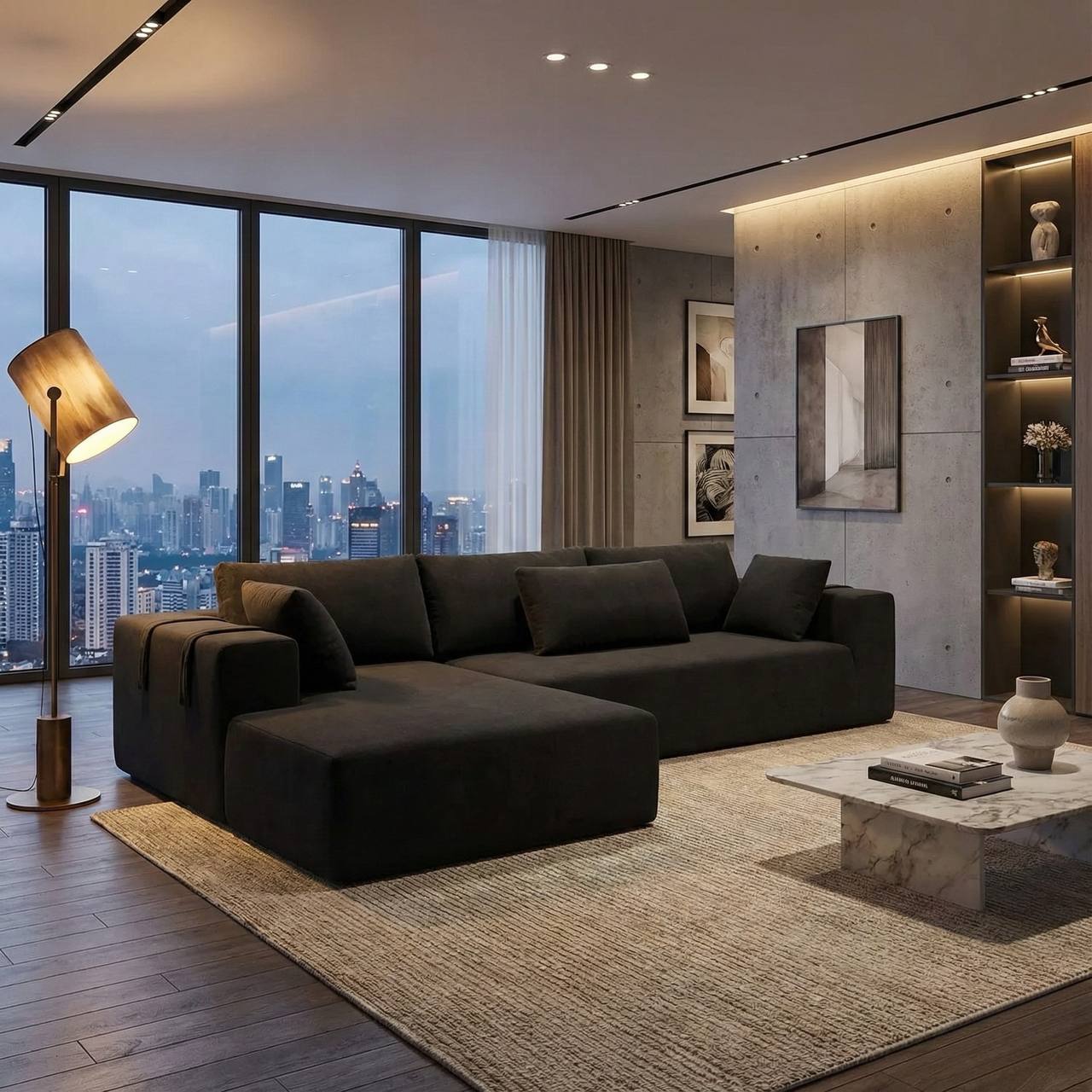 Boneless L-Shaped Modular Sectional Sofa