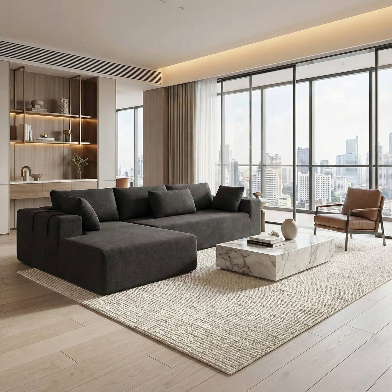 Boneless L-Shaped Modular Sectional Sofa