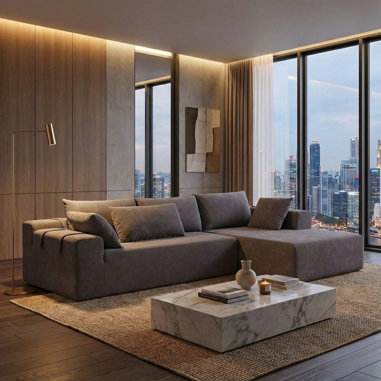 Boneless L-Shaped Modular Sectional Sofa