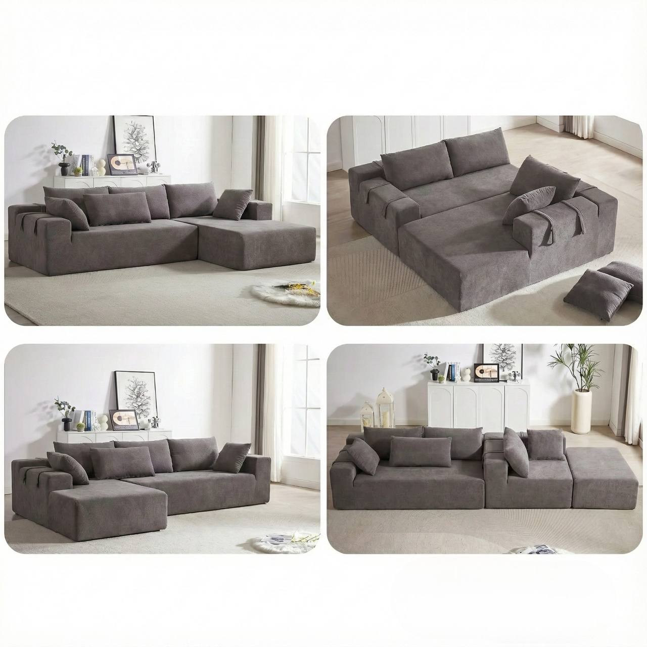 Boneless L-Shaped Modular Sectional Sofa