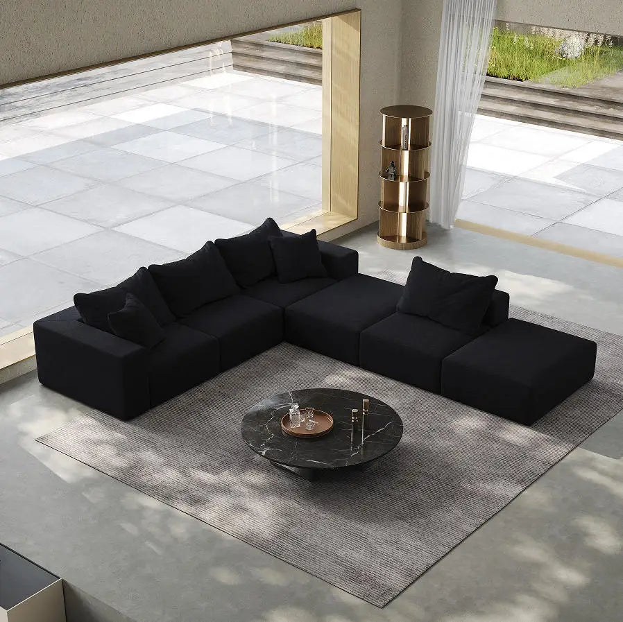 Oversized Chenille Sponge Cloud Sofa Modern Upholstered Modular U-Shape Sectional Sofa Set 162" Living Room Sofa Set 6 Pillows 