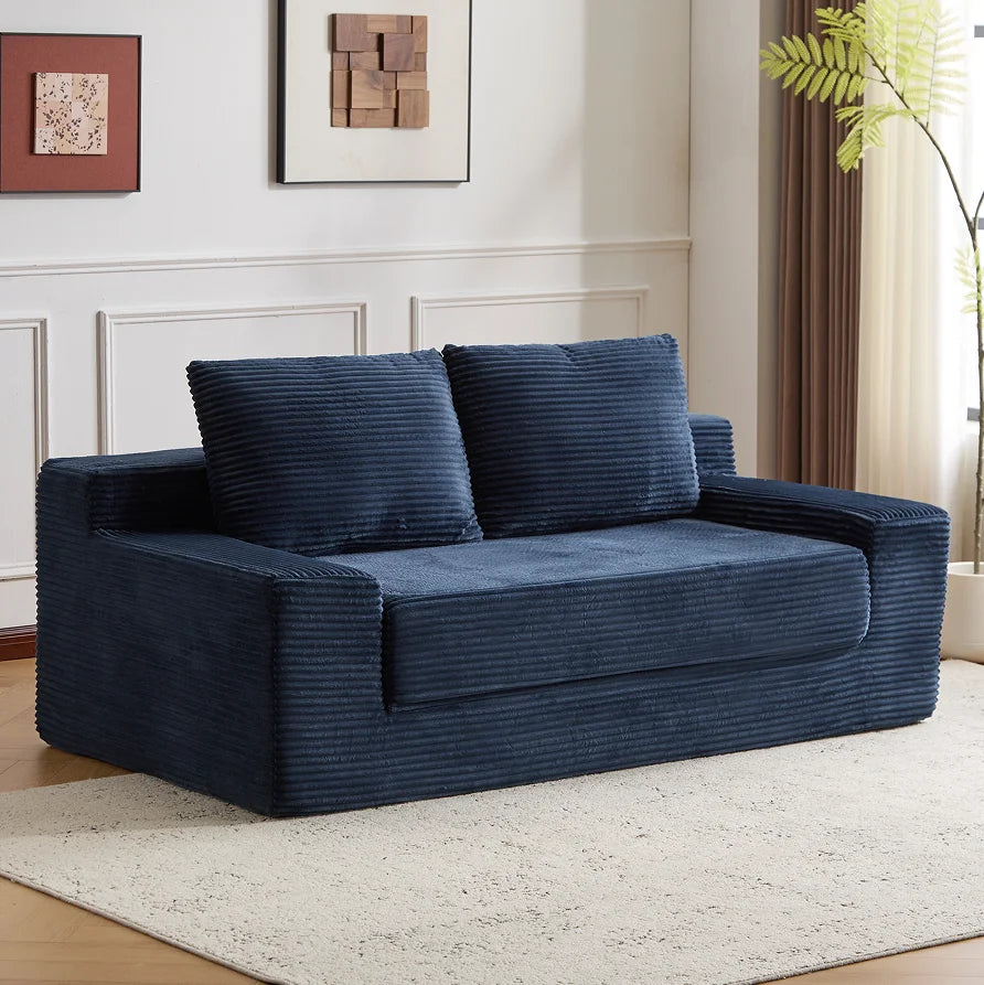 Loveseat Sofa, Comfortable Deep Seat Sofa Bed, Modern Small Corduroy Couch for Living Room Bedroom 