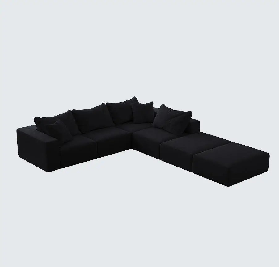 Oversized Chenille Sponge Cloud Sofa Modern Upholstered Modular U-Shape Sectional Sofa Set 162" Living Room Sofa Set 6 Pillows 