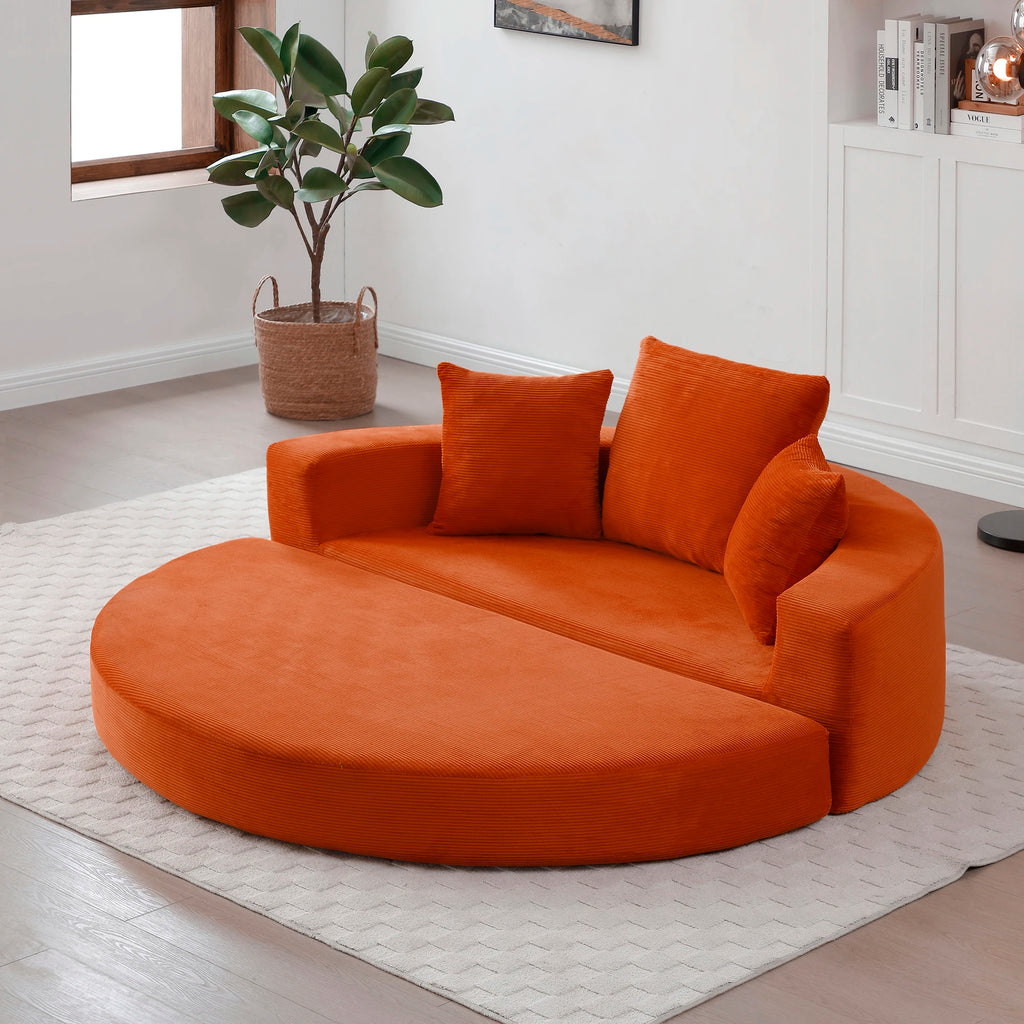 M Convertible Sofa Bed Set Boneless Couch Circular Adjustable Corduroy Fabric Boneless Floor Lounge 