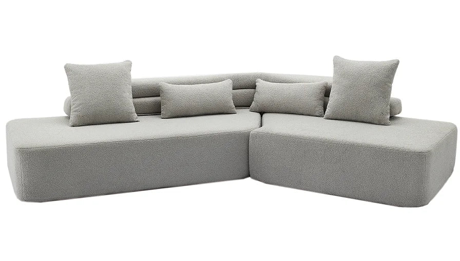 Modern Convertible 4-Seater Modular Sofa Set Apartment & Hotel Use No Assembly Required Boucle Teddy Fabric Upholstered 