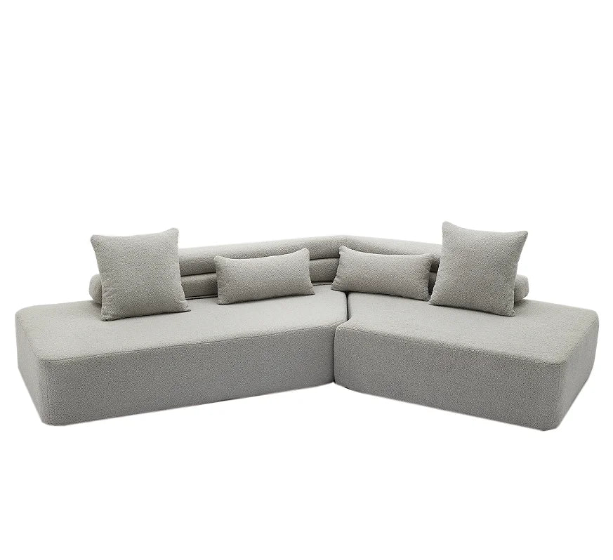Modern Convertible 4-Seater Modular Sofa Set Apartment & Hotel Use No Assembly Required Boucle Teddy Fabric Upholstered 