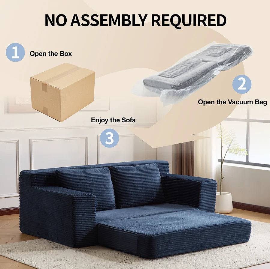 Loveseat Sofa, Comfortable Deep Seat Sofa Bed, Modern Small Corduroy Couch for Living Room Bedroom 