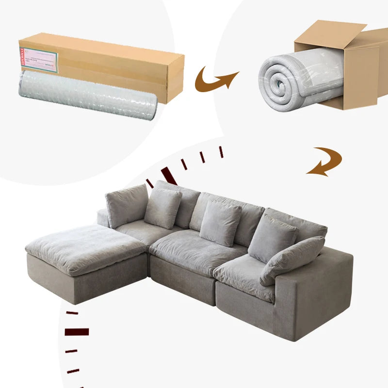 L-Shaped Modular Compressed Sofa