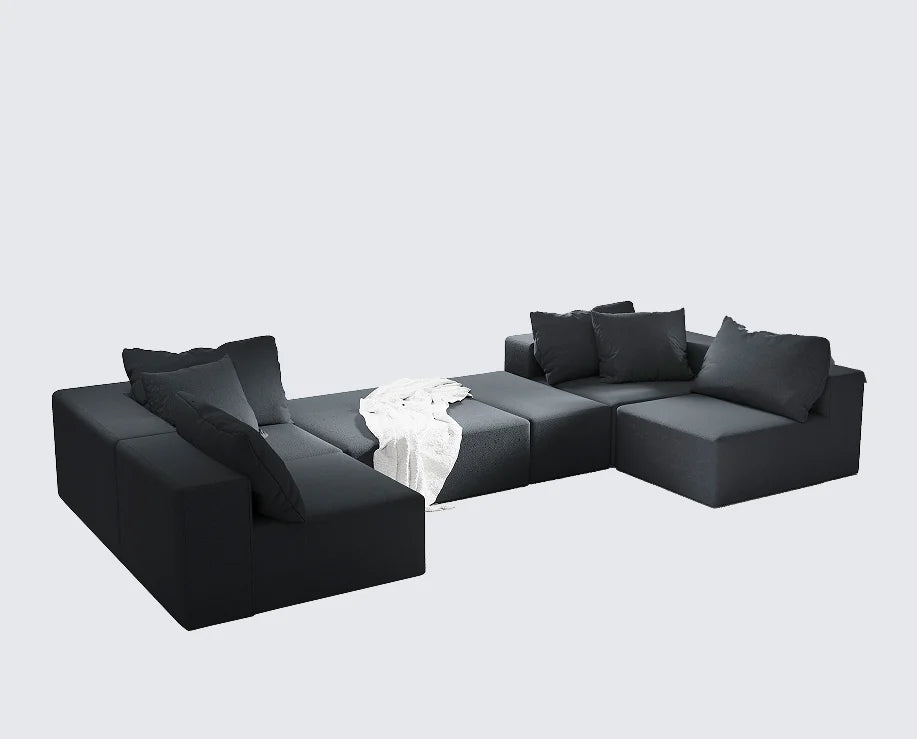 Modern Upholstered Sectional Sofa Couch Set,Modular 132" L Shaped Sectional Living Room Sofa Set With 6 Pillows 