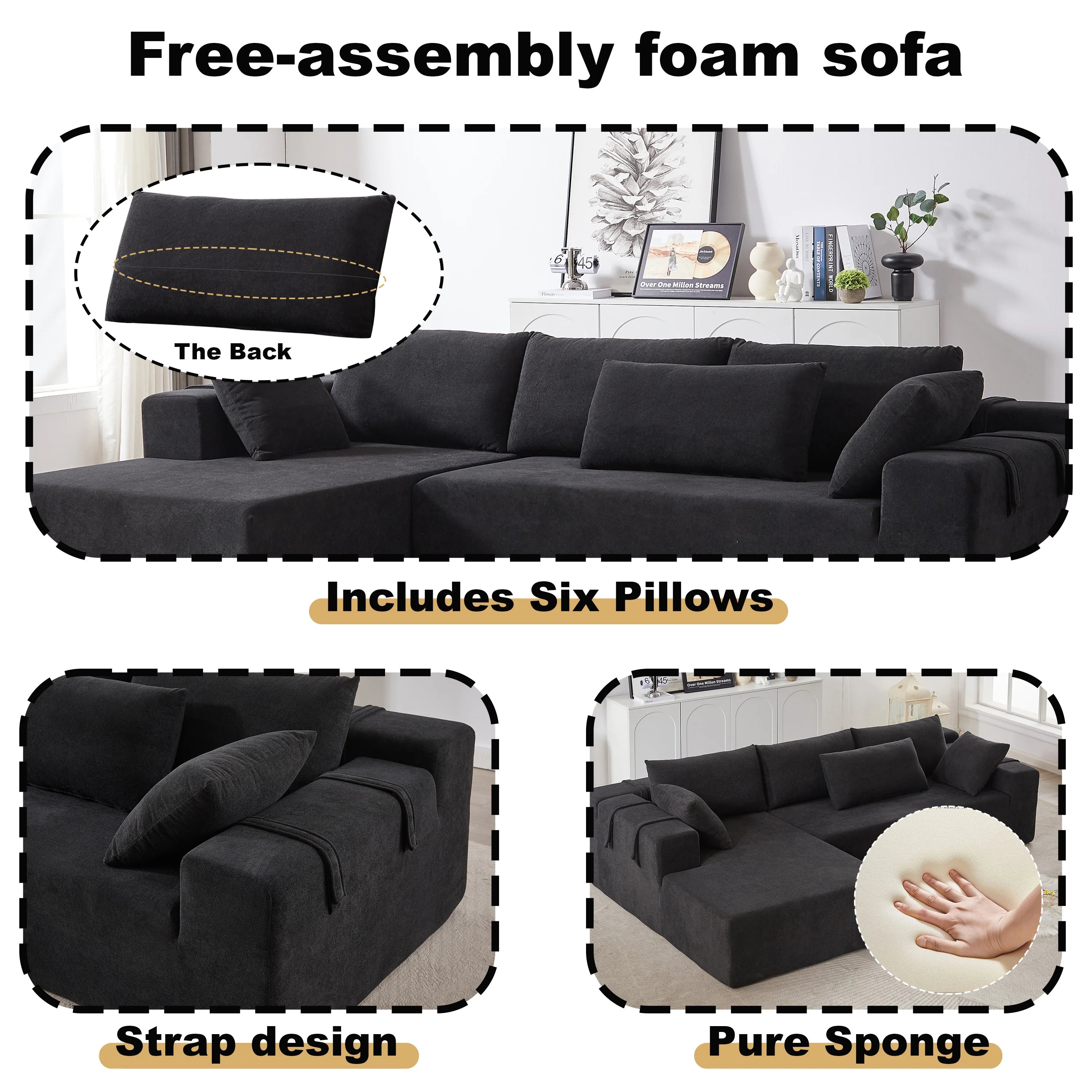Boneless L-Shaped Modular Sectional Sofa