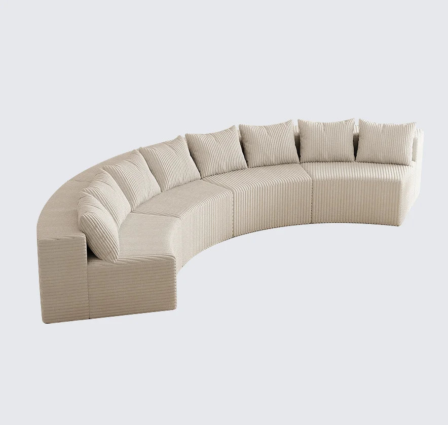 Modern Corduroy Curved Sectional Sofa Set with 8 Pillows Modular Semi-Circular Compression Sofa for Apartment & Hotel Bedroom 