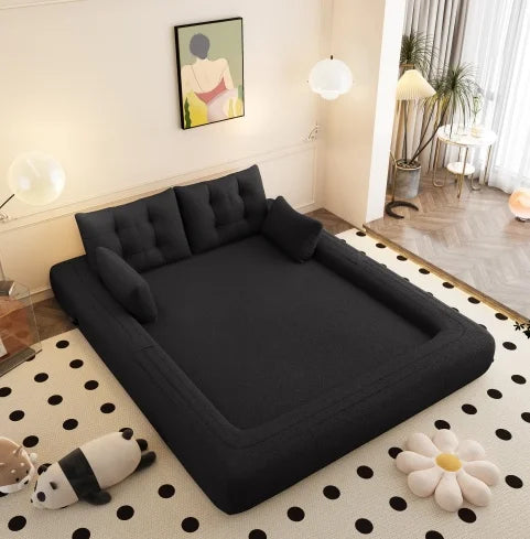 Multi-Functional 3-in-1 Foldable Sofa Bed Set 78.7" Modern Design Memory Foam-Filled Teddy Fabric for Apartment & Villa Use 