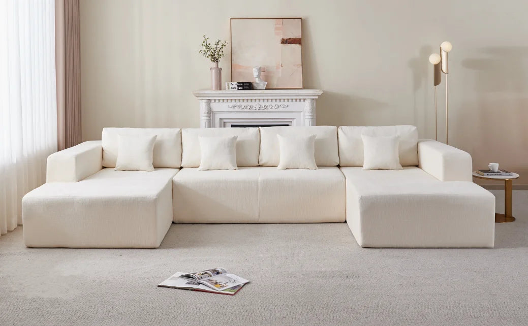 Comfort Compression Boneless Sponge Inflatable Hotel Universal Living Room Contemporary Design Corduroy U Shaped Sectional Sofa 