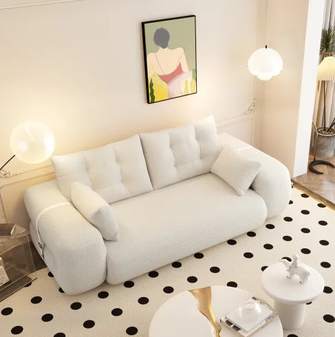 Multi-Functional 3-in-1 Foldable Sofa Bed Set 78.7" Modern Design Memory Foam-Filled Teddy Fabric for Apartment & Villa Use 