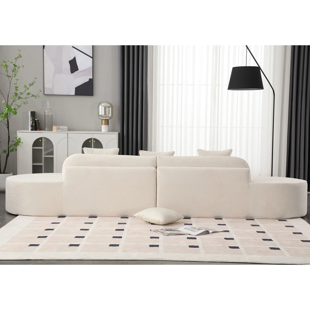 Three-Seat Minimalist Modern European Terry Cloth Compression Sofa Convertible Curved Combination for Living Room Apartment Bed 