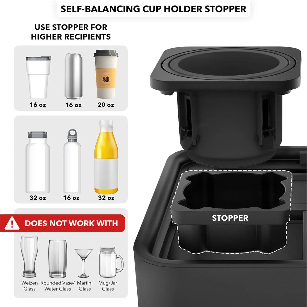 Sofa Caddy with Armrest, Cup Holder, Phone Stand & Storage for Drinks, Snacks, Remote - Black 