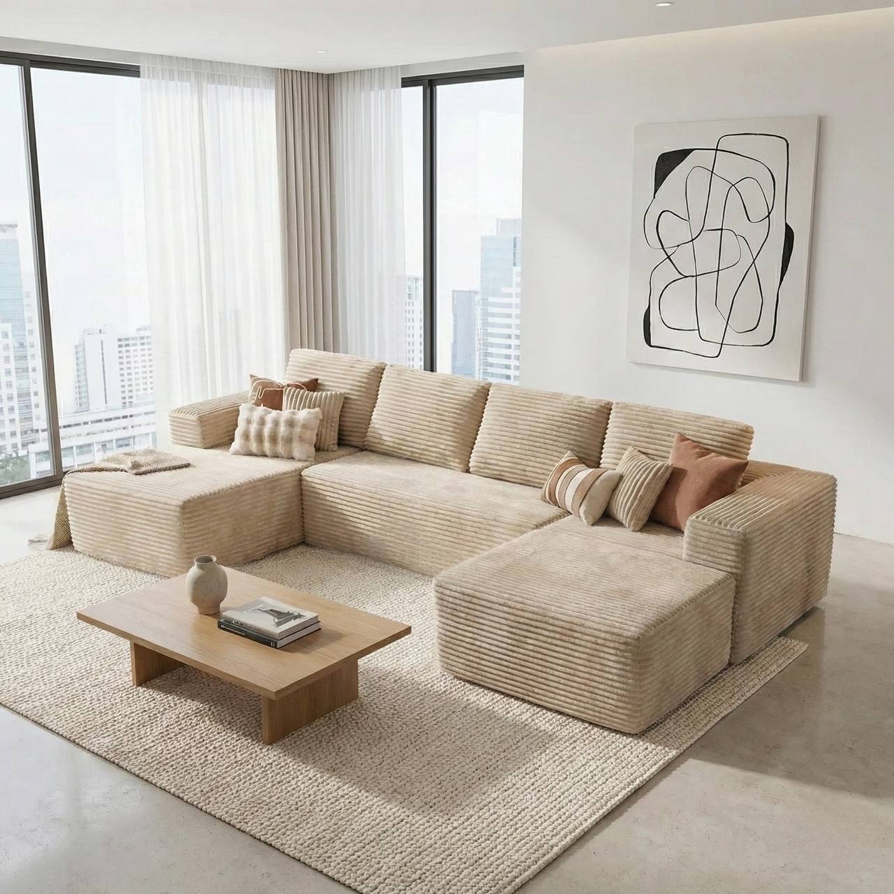 The Summit U-Shaped Sectional Boneless Couch