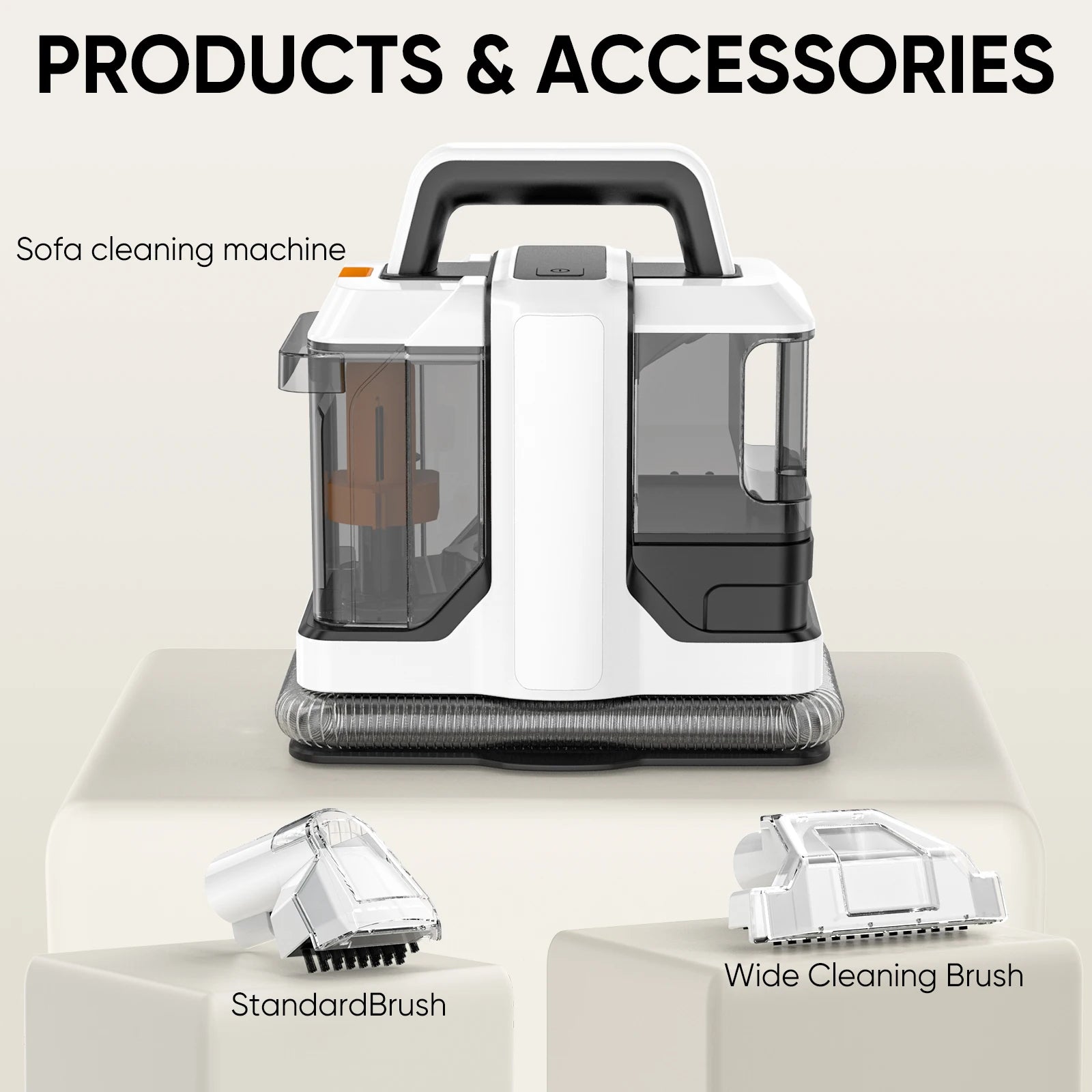 Ailltopd C4 Portable Carpet and Upholstery Spot Cleaner with dual water tanks and spray hose.