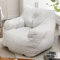 Soft Teddy Fabric Tufted Foam Bean Bag Chair With Teddy Fabric Ivory Color for Living Room 